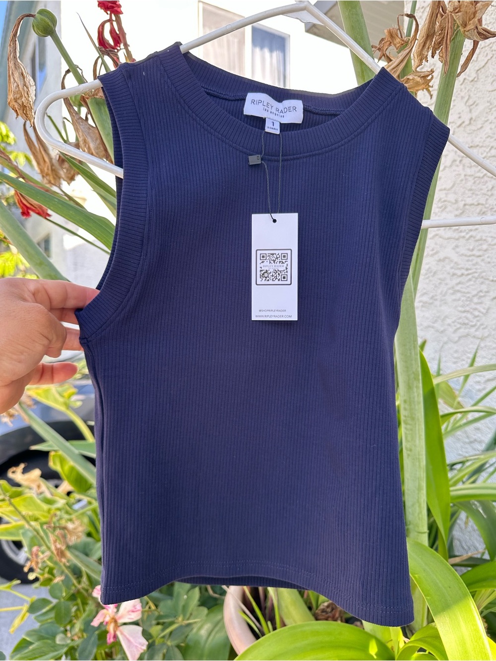 Ripley Rader Navy Ribbed Crop Tank Top xs size 1